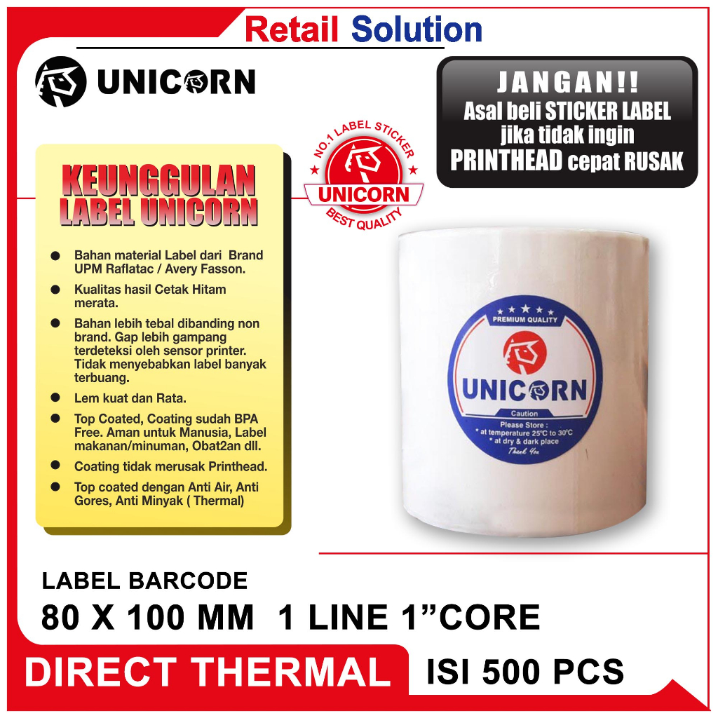 Label Stiker Thermal 80x120 mm / 80 x 120 mm / 80x120mm 500pcs