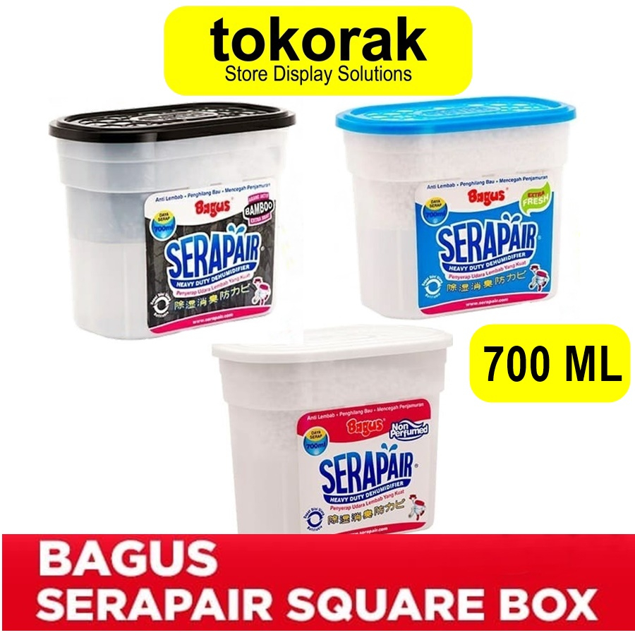 BAGUS SERAPAIR 700 ML SQUARE BOX SERAP AIR CHARCOAL EXTRA FRESH NON PERFUMED ANTI LEMBAB PENGHILANG BAU JAMUR