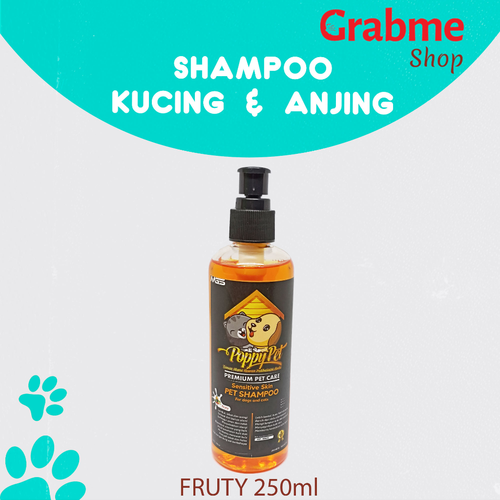 Shampoo Kucing &amp; Anjing POPPY PET Wangi Premium Pet care 250ml