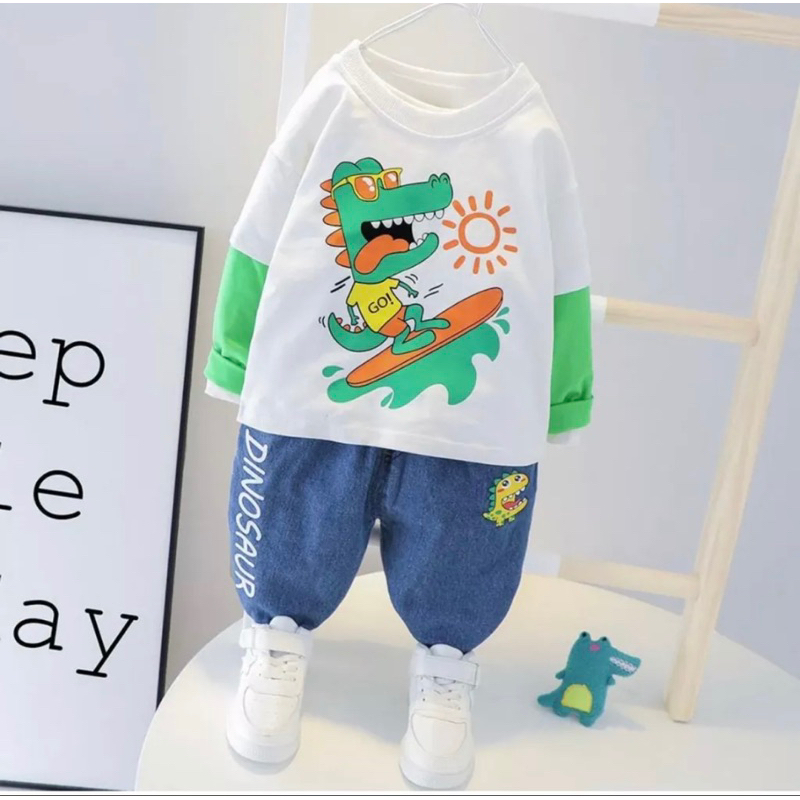 baju anak reglan celana denim anak setelan anak 1-5 tahun ardan grosir