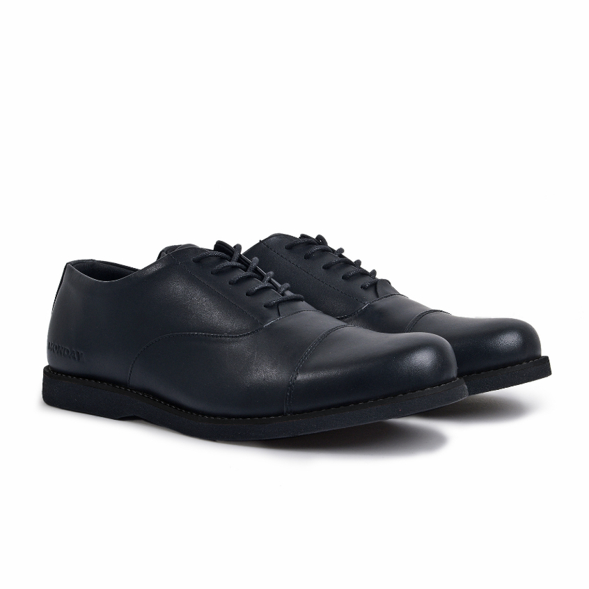 Sepatu Pantofel Pria Kerja Oxford Kulit Asli Fomal Kantor Shoes Loafers Fantofel Cowok Laki laki Sepatu Kerja Resmi Kondangan Ori Monday Oxford Full Black GL