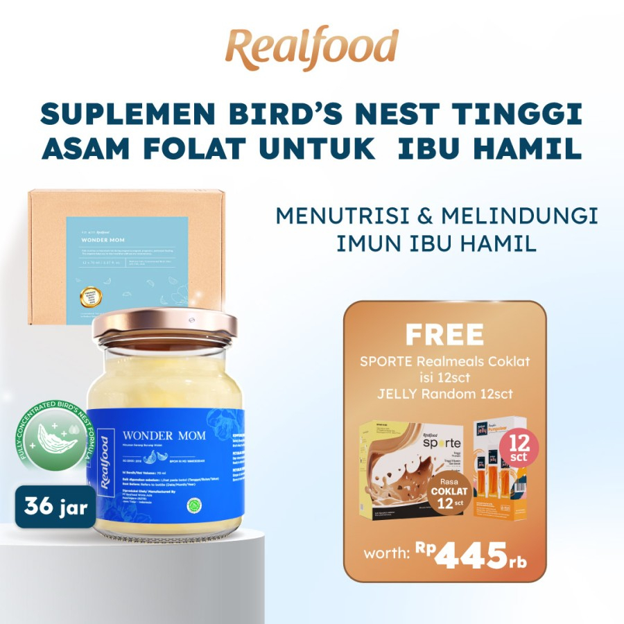 

Realfood Wonder Mom Bundle Minuman Kesehatan Sarang Burung Birdnest Vitamin Bumil Busui Asi Booster