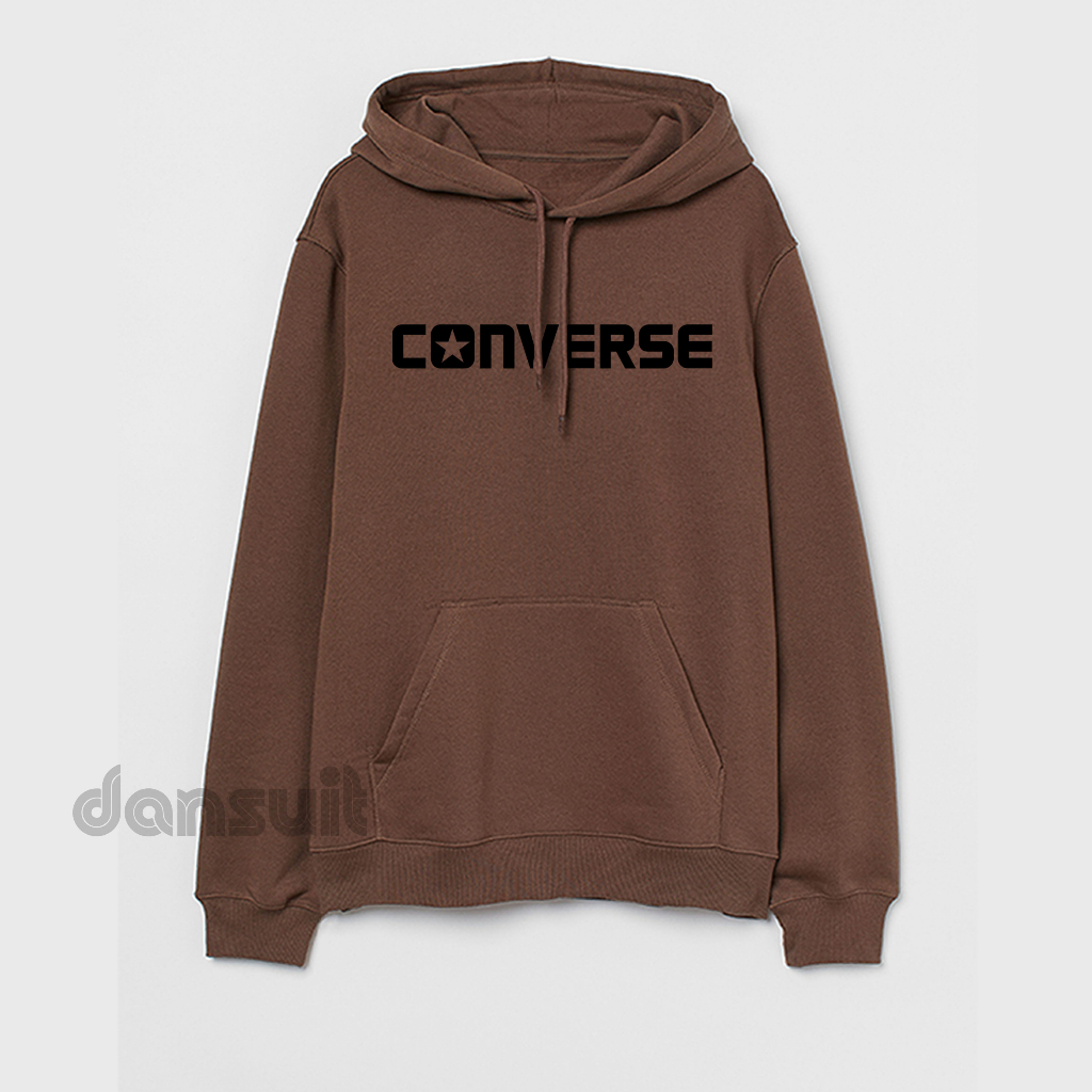 Sweater Hoodie Pria Wanita M - XXXL Sweater Hoodie CONVERSE Logo Bahan Fleece Tebal Premium