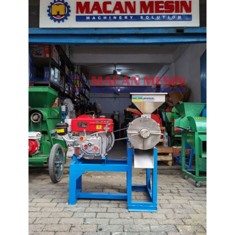 MESIN GILING CABE DAN BUMBU 8" PRESCO KOMPLIT MESIN DIESEL