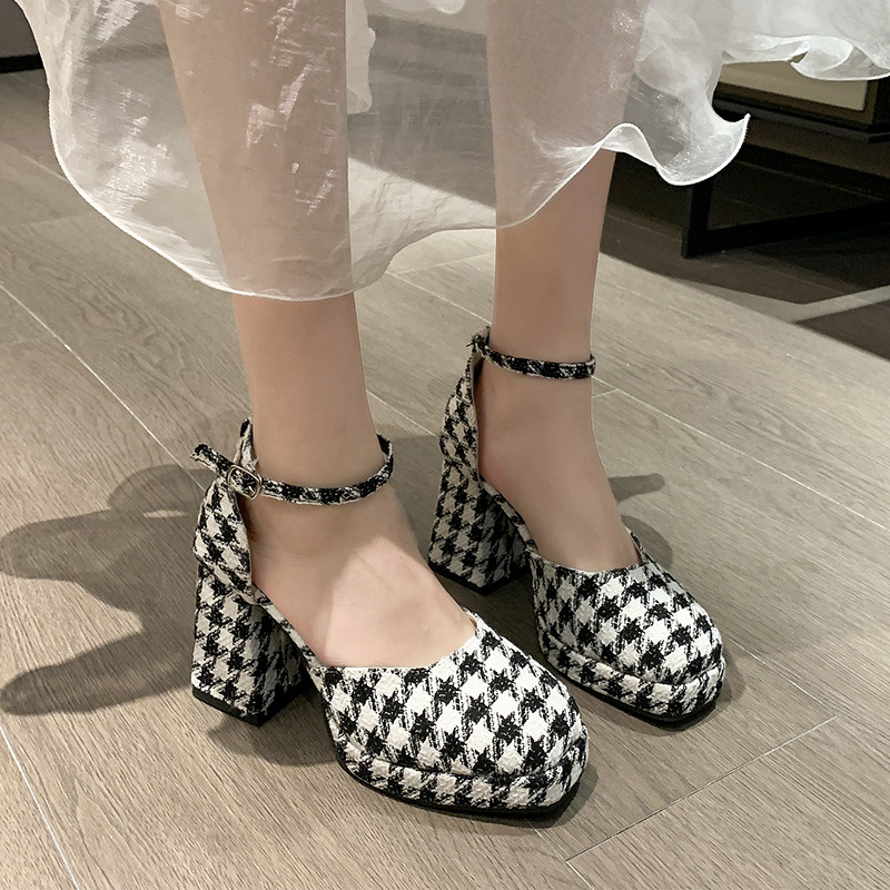 ✅PINKEY P243 Sepatu Hak Tinggi 9cm Musim Panas Baru Tebal Tumit Tahu Santai Gaya Korea fashion Sepatu Wanita