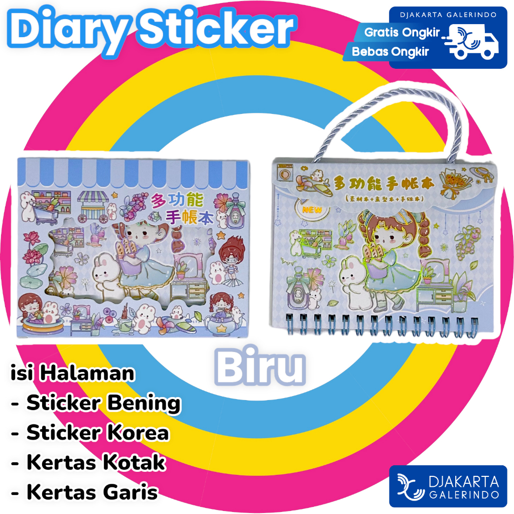 Diary Sticker Book - Buku Notebook Sticker Korea lucu isi kertas garis kertas kotak sticker bening