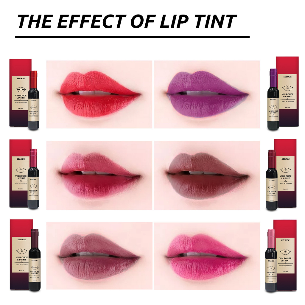 （COD）Bentuk botol anggur merah lipstik portabel kreatif tahan air non-memudar non-stick cup warna pelembab lip glaze lipstik liptint murah liptint lipstik korea