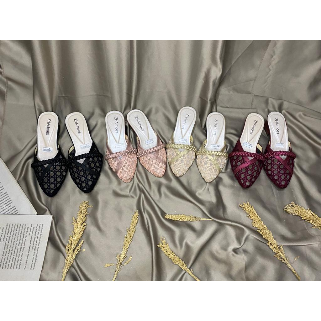 Sepatu sendal anak perempuan high heels kekinian brukat