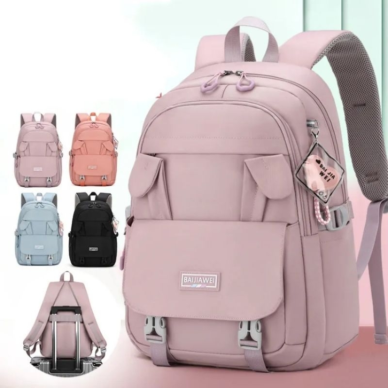 GTB Ransel Sekolah Anak Perempuan Free botol,jam,nanospray,dan gantungan bunga Tas Sekolah Model Telinga buny Tas Ransel Punggung Anak