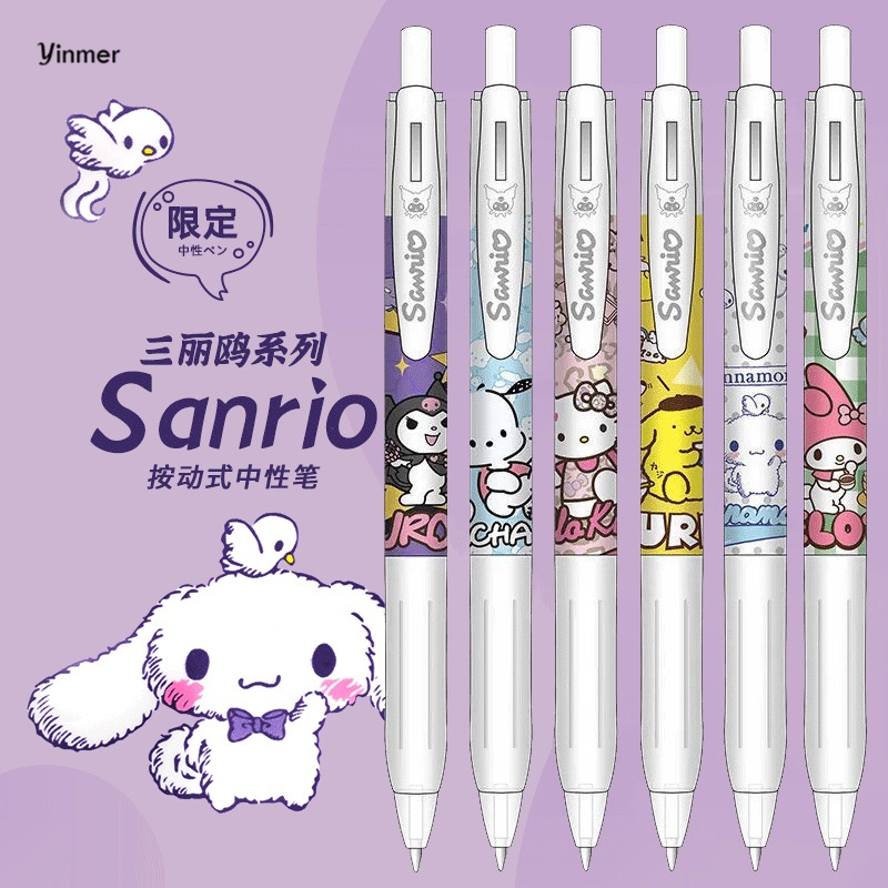 

COD✨6pcs Pulpen 0.5mm Sanrio/Cinnamoroll/Kuromi/Pompompurin Kartun Lucu Gel Dengan Tinta Warna Hitam Untuk Pelajar Pulpen Menulis Siswa Alat Tulis-Yimer