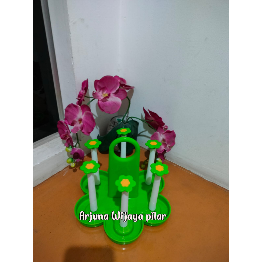 Glass stand / tempat gelas dari plastik untuk 6 gelas Hawaii