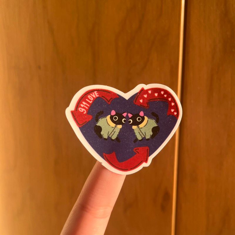 

911 love cat individual stickers (READ DESC)