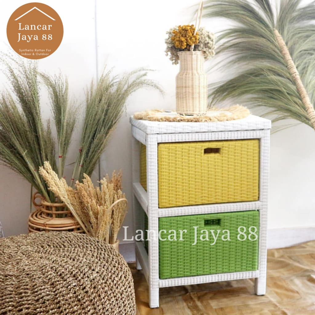 Lemari Plastik Susun 2 Rotan Sintetis
