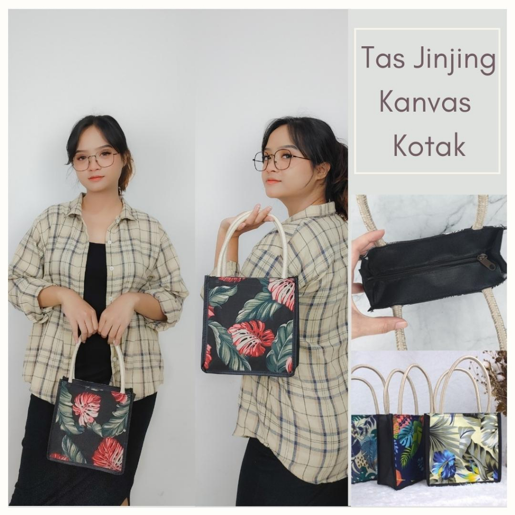 [100% Foto Asli] Tas Jinjing Kanvas Kotak Tali Sumbu