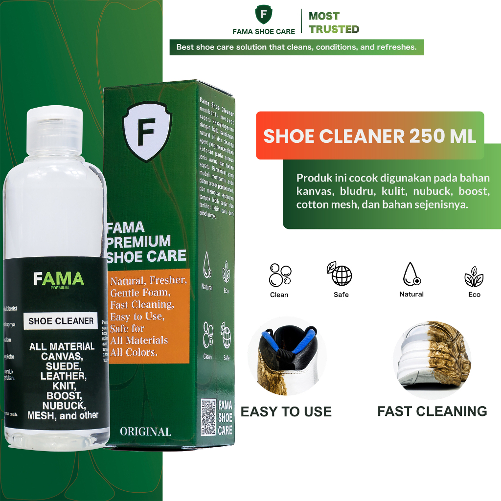 Fama Shoe Care - Shoes Cleaner 250 Ml - Pembersih Sepatu - Sabun Sepatu - Shoe Cleaner