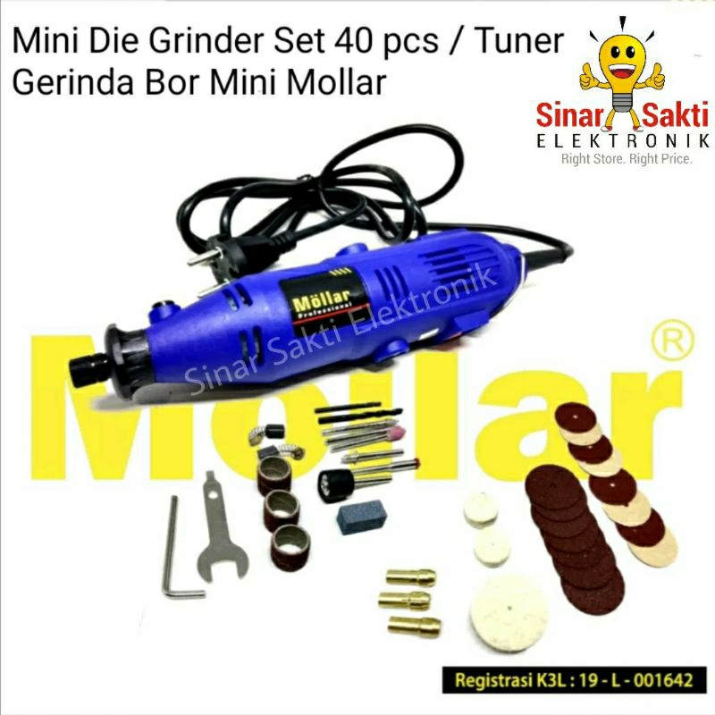 Mini Die Grinder Set 40 pcs Tuner Gerinda Bor Mini Mollar Mesin Gerinda 12v Ukir Poles Gerinda 40pcs