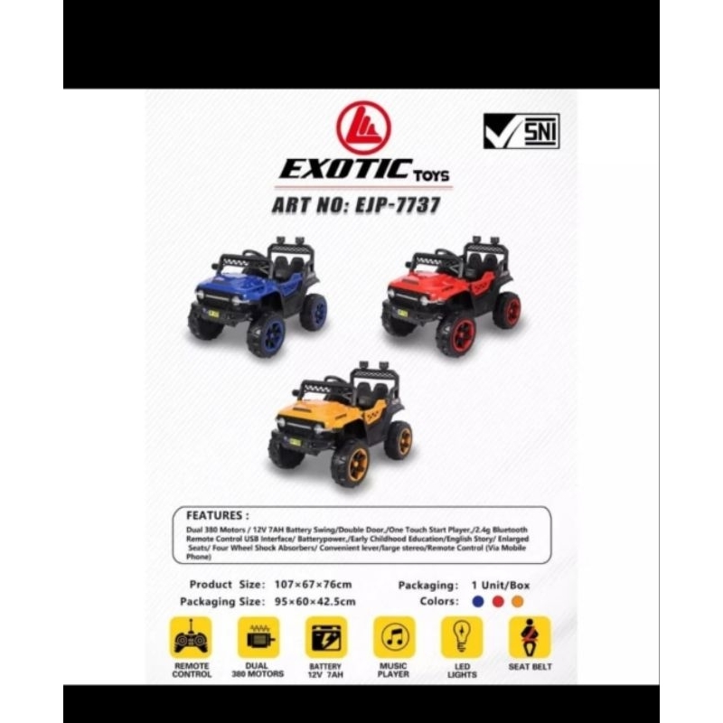 Mainan mobil aki anak Exotic EJP-7737 EJP7737 EJP 7737
