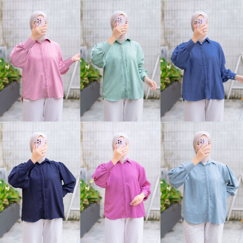 ATASAN VIRAL!!! Kemeja Lady Crush Lengan Balon Atasan Blouse Wanita Kekinian