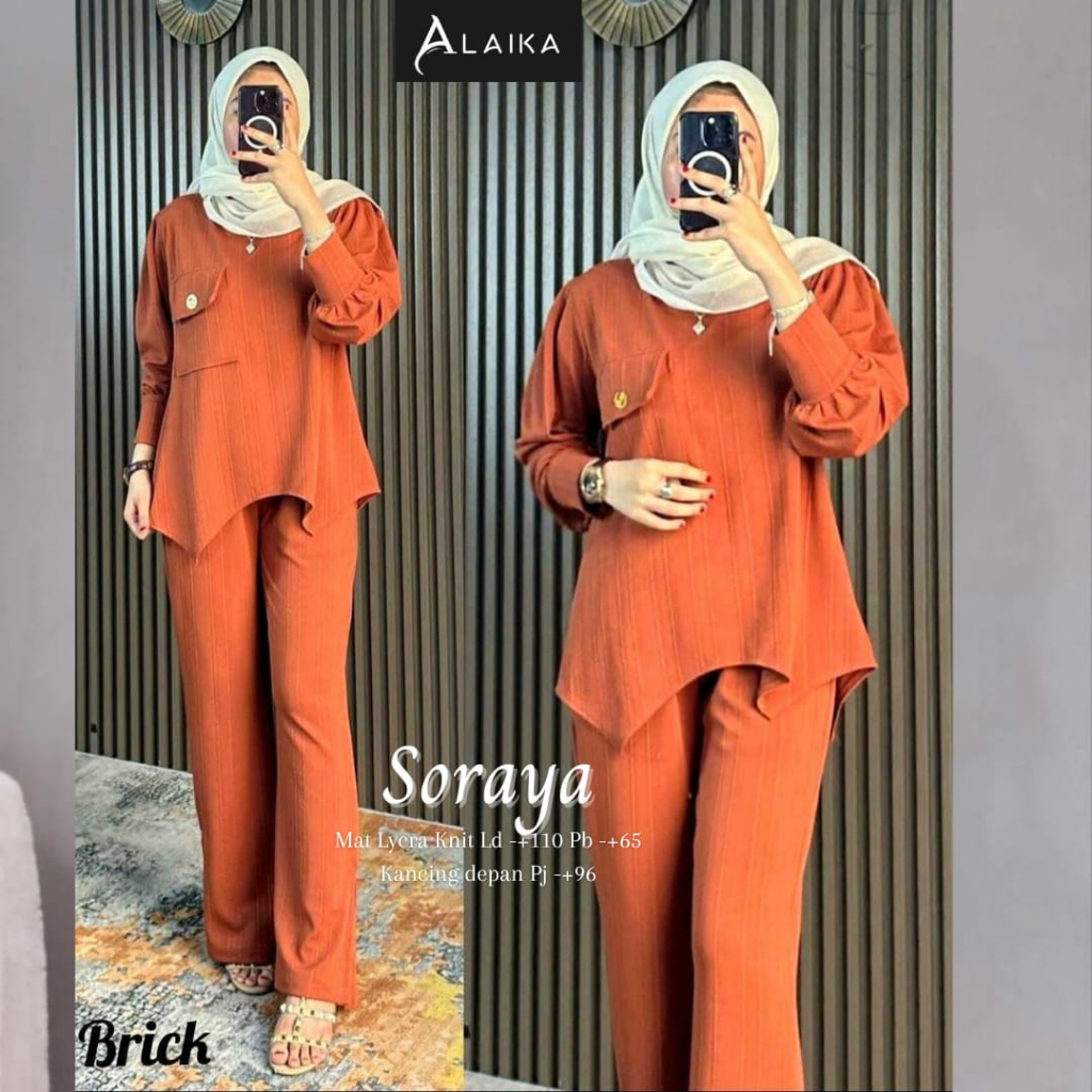 Soraya Set Setelan Lycra Knit Muslim Atasan Wanita Original Produk By Alaika