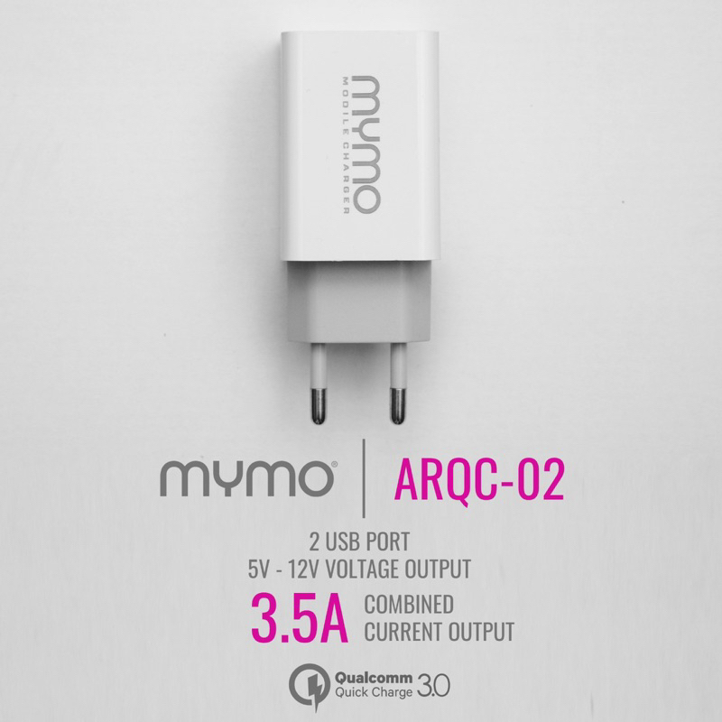 Travel Charger Fast Charging 2 USB Port 3.5 A MYMO ARQC-02 Adaptor Quick Charge 3.0