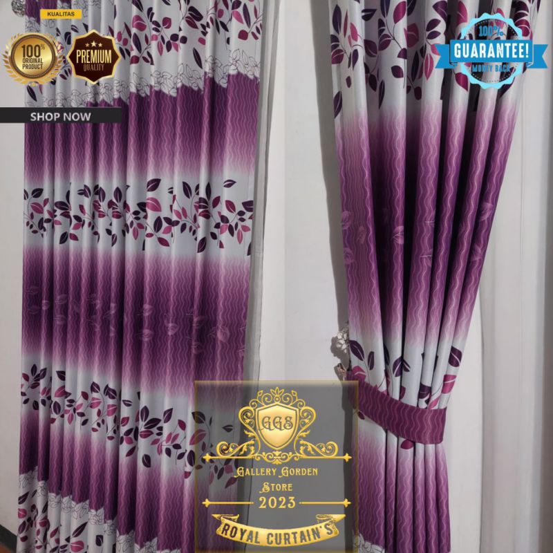 Gorden jendela Aesthetic Gorden blackout kotak kotak Gorden smokring 12 ring Gorden jendela L 1m x T