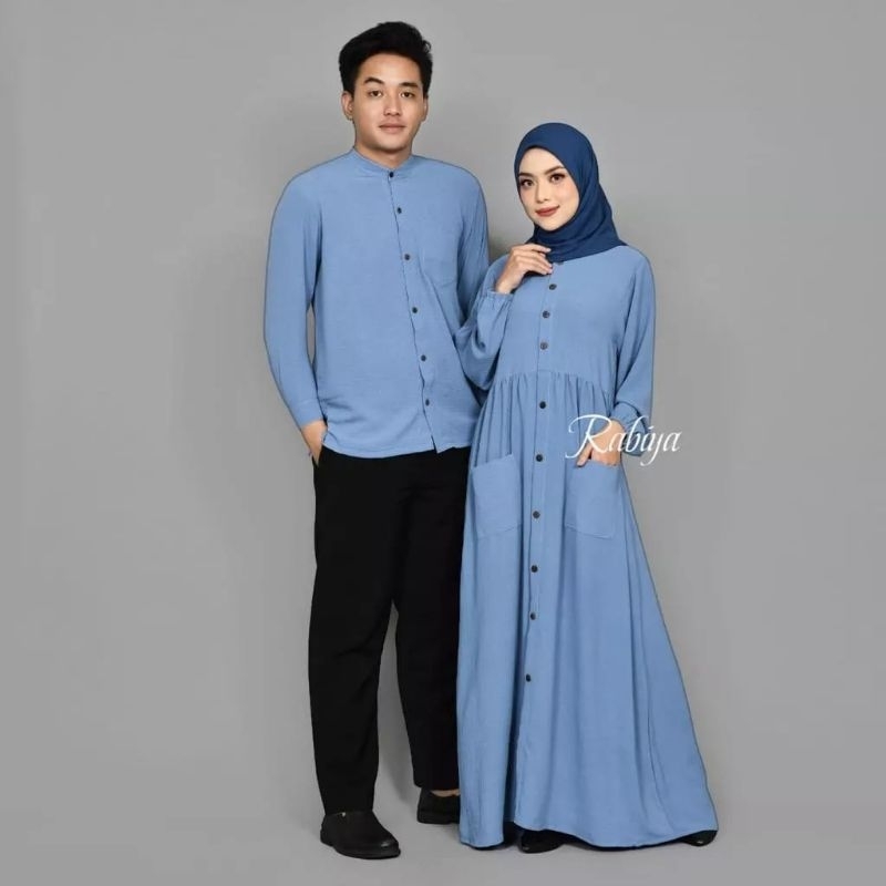 Gamis Couple Terbaru RAYYA COUPLE bahan Crincle airflow Big size ukuran L XL XXL 3XL 4XL