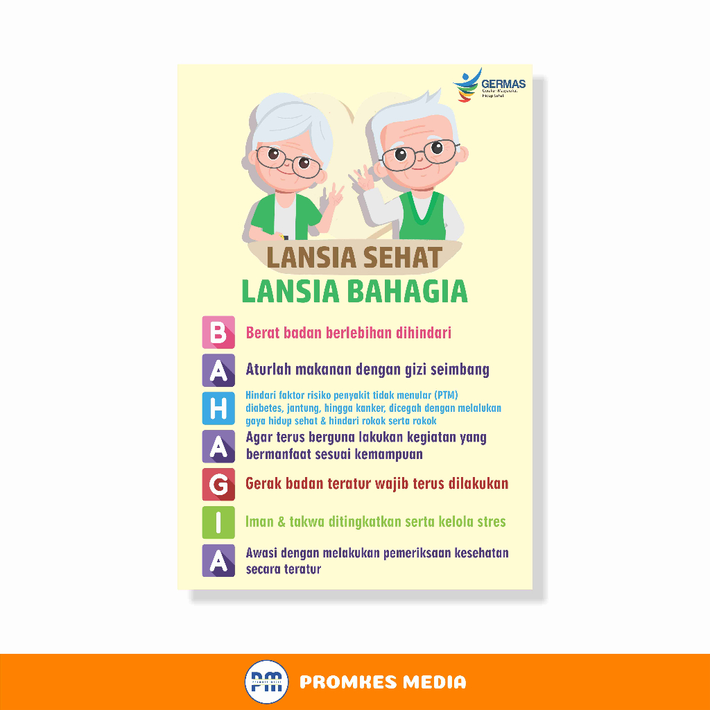 Poster Kesehatan, Lansia Bahagia, Sehat