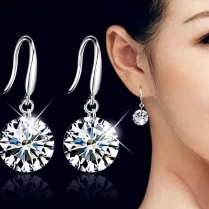 Anting Bandul Permata / Anting Hooks Pesta / Anting Korea Simple / Anting Batu Permata Korea Pesta Wanita