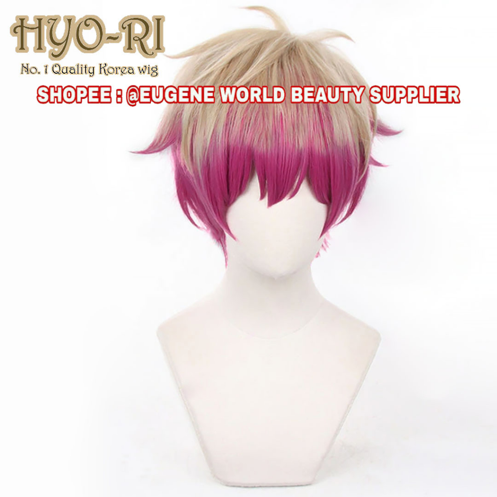 READY STOCK STYLED - RAMBUT PALSU WIG COWO COWOK PRIA PENDEK LURUS BLONDE MERAH RED WIG COSPLAY ANIM