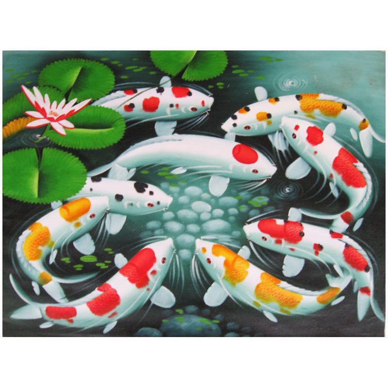 Poster Cetak, IKAN MAS KOI, Ukuran JUMBO, 100x70cm & 150x100cm &  200x100cm/Lukisan Cetak/Hiasan Din
