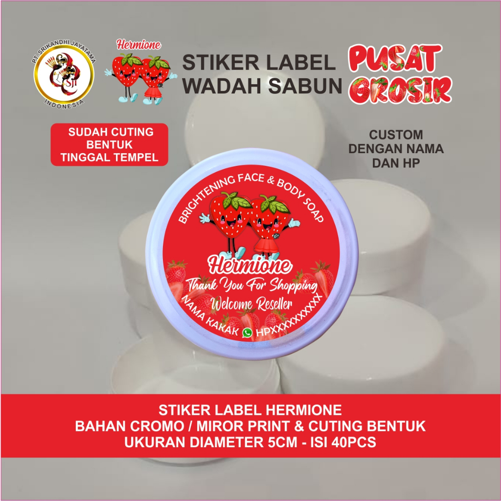 

Stiker Label Wadah Sabun Hermione Cutting Bentuk