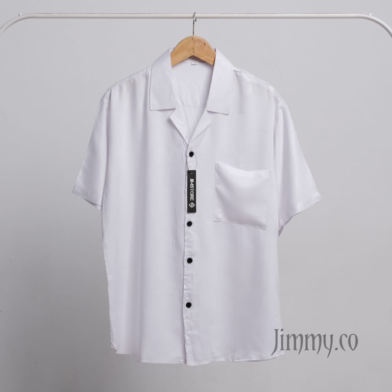 [Jimmycasual] Kemeja Rayon Polos Lengan Pendek Pria Wanita Premium Short Shirt