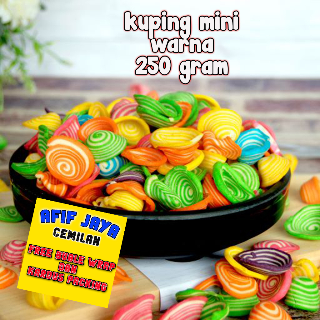 

Kuping Gajah Warna Warni Mini Manis Kiloan 250 Gram Afif Jaya Cemilan,Renyah Dan Manis