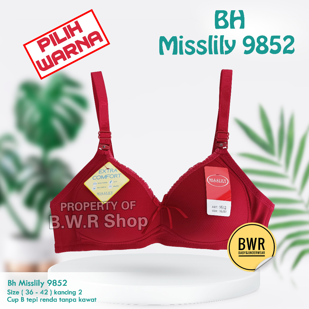 Bra MISSLILY 9852 Berpori | Bra wanita misslily busa tanpa kawat kancing 2 Misslily - Bwr