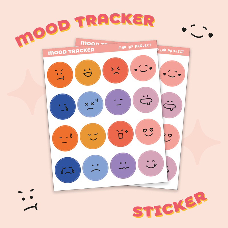 MOOD TRACKER EMOJI SMILE STICKER STIKER JOURNAL NOTES MAD INK PROJECT