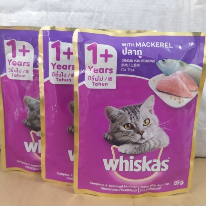 Makanan Kucing Whiskas Sachet Mackarel 80 Gram - Makanan Basah Kucing Whiskas