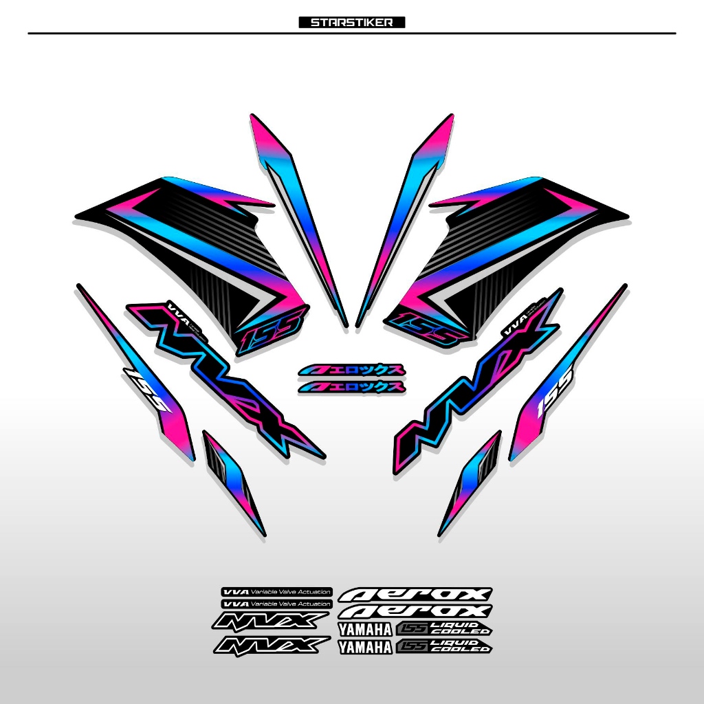 STRIPING AEROX 155 / 2 / COMBO COLOR / DASAR HITAM / NEW / STIKER AEROX 155 CONNECTED / STICKER AERO