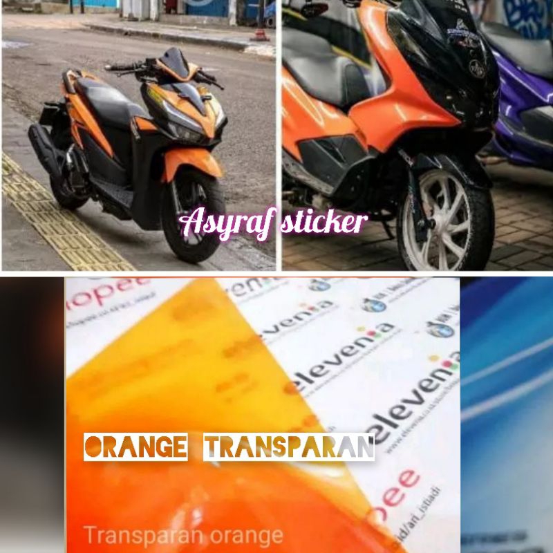 SKOTLET STIKER MOTOR WARNA ORANGE TRANSPARAN STICKER WARNA ORANGE TRANSPARAN