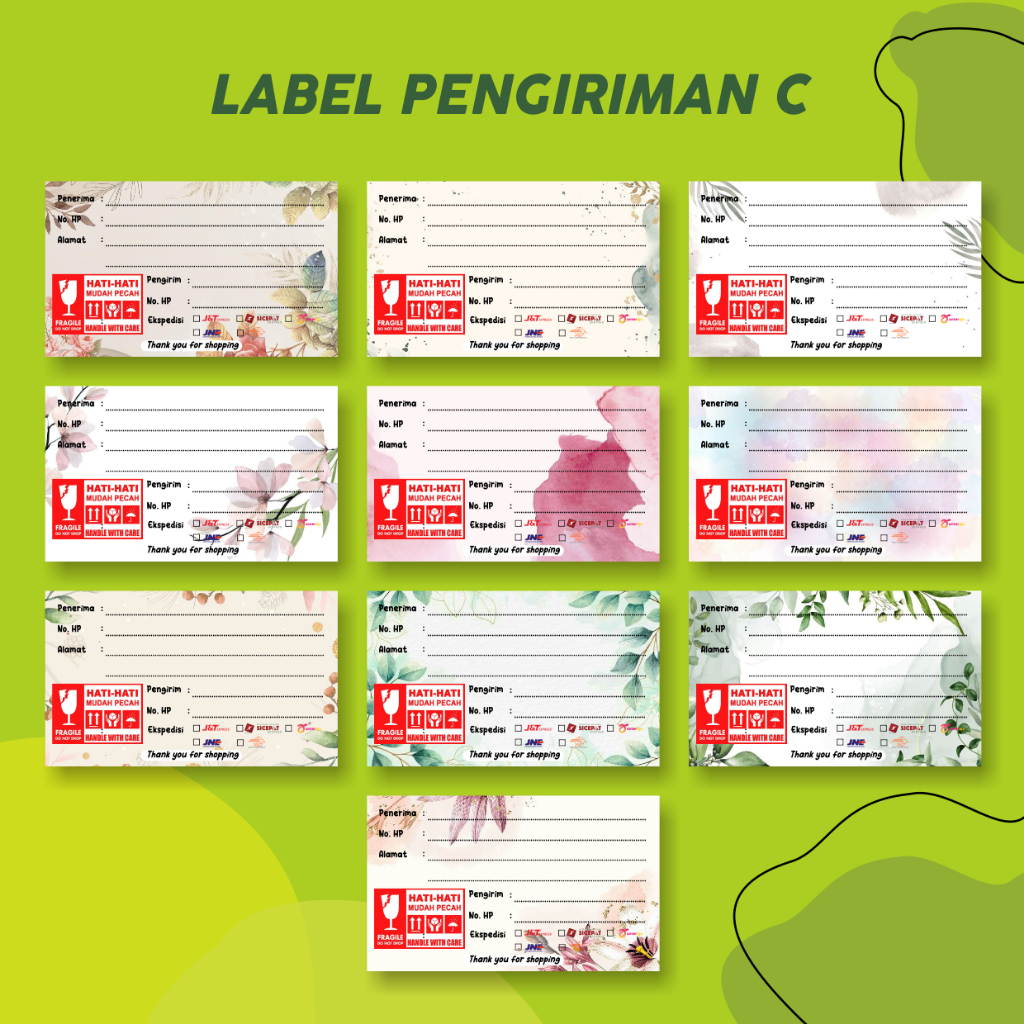 

STIKER LABEL EKSPEDISI/ PENGIRIMAN ONLINE SHOP 10 CM x 6 CM KODE LP-C