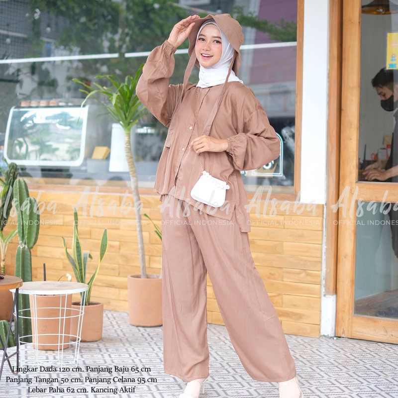 Setelan Rayon Ld 120 Motif Polos Set Original Rayon Premium Alsaba