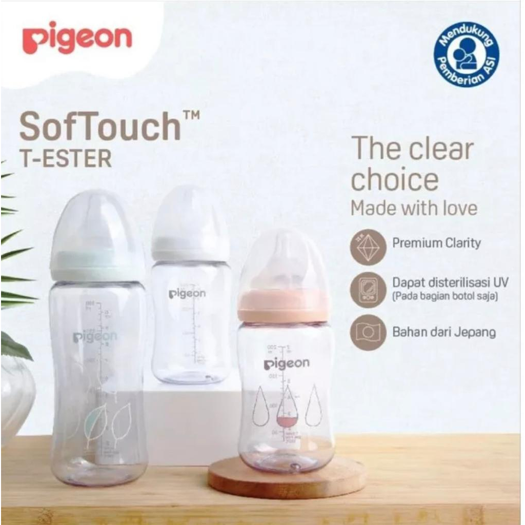 Pigeon T Ester Botol Dot Peristaltic Plus Soft Touch Wideneck Wide Neck 200 ml 300 ml