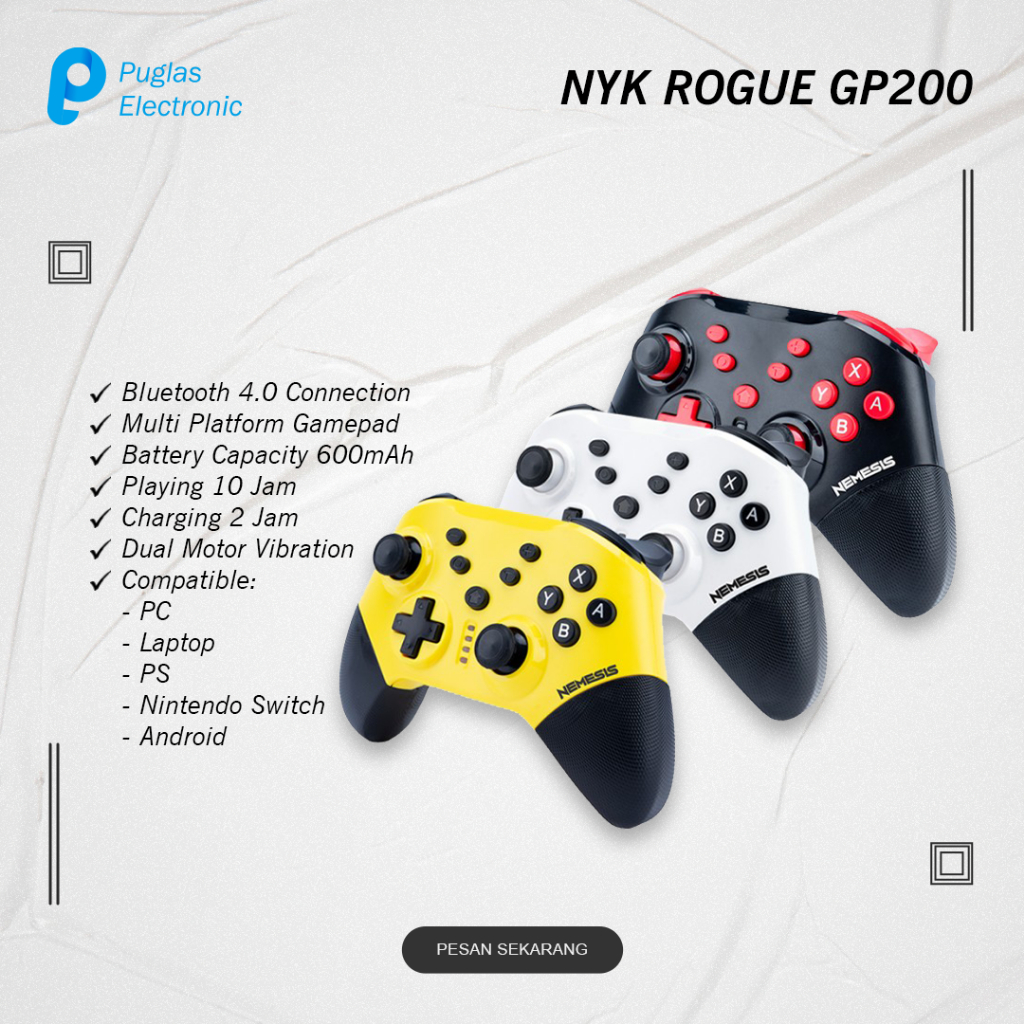 Joystick Bluetooth NYK GP200 Rogue Stick Gaming Gamepad Wireless Android PC Komputer Laptop PS
