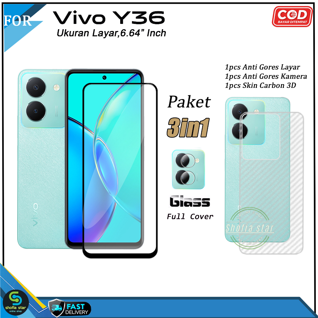 Paket 3in1 Tempered Glass Ceramic Vivo Y36 4G Y36 5G V27e Iqoo z7 Iqoo z7x Anti Gores Privacy Matte Anti Spy Full Cover