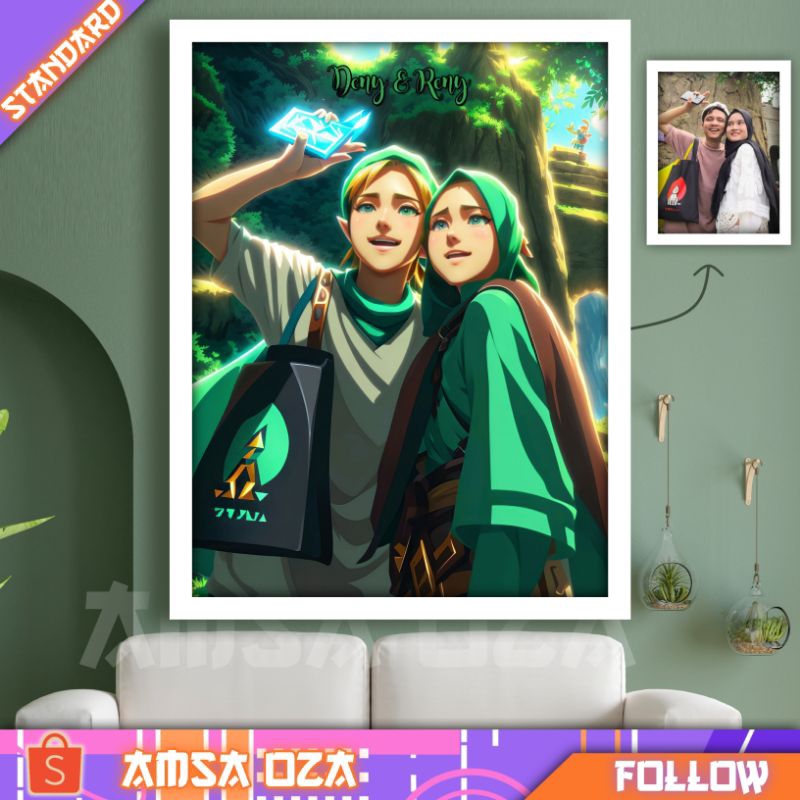 FOTO JADI ILUSTRASI ANIME/illustrasi style green anime/vektor anime/vektor background anime/vektor b