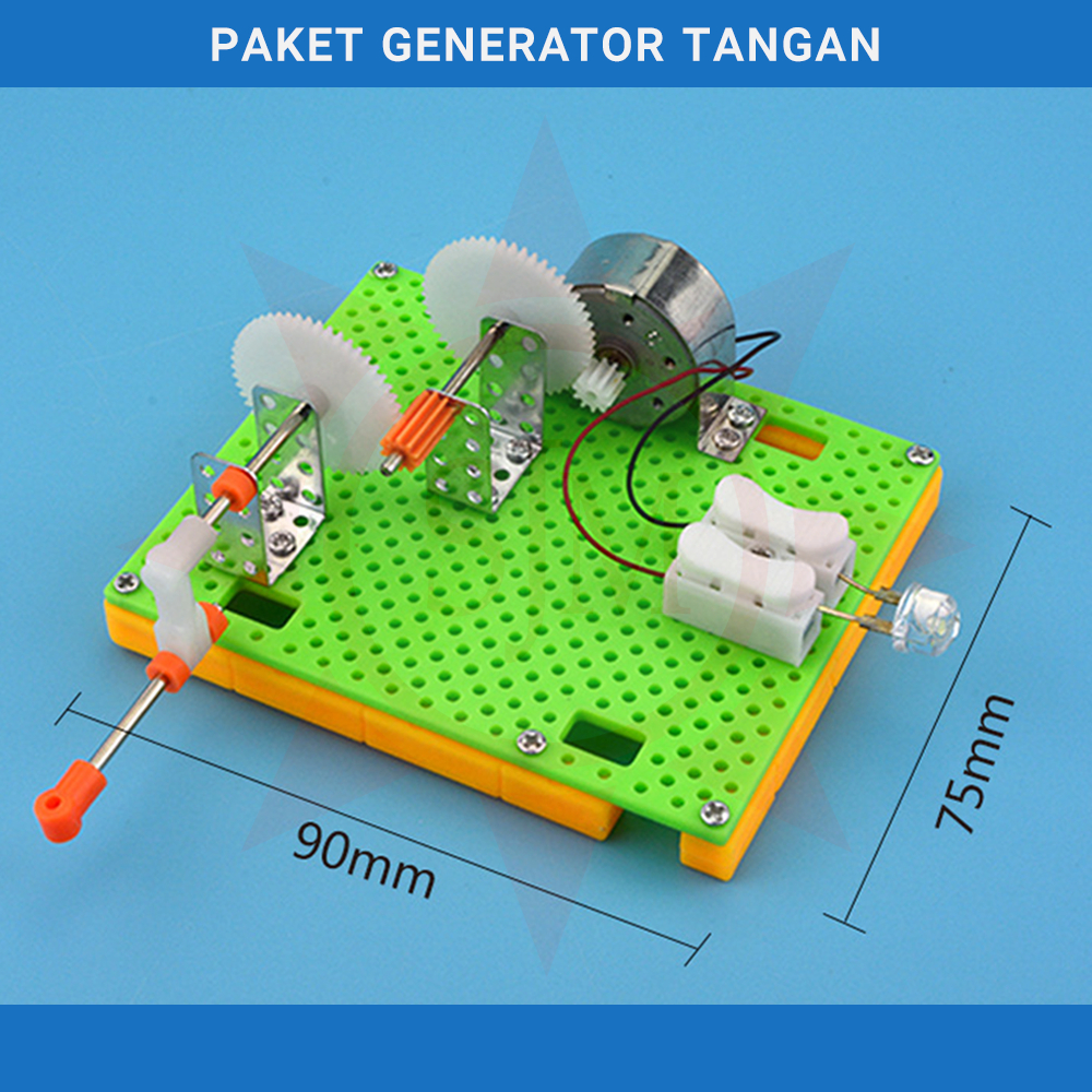 Paket Generator / Pembangkit Listrik Tangan / Engkol / Tuas Rangkaian Praktek / DIY / Prakarya Sekolah