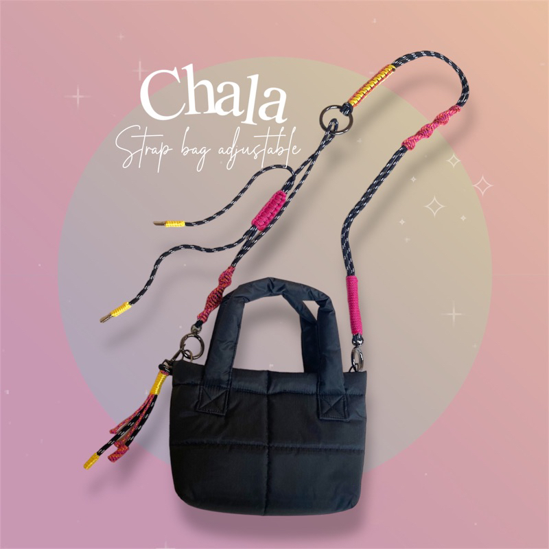 CHALA STRAP BAG ADJUSTABLE FREE KEYCHAIN // STRAP BAG MACRAME