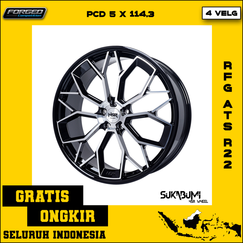 Velg Mobil Racing Original HSR Wheel RFG ATS Ring 22 Forged PCD 5x114,3 Lebar 8,5 Et 45 | Original S