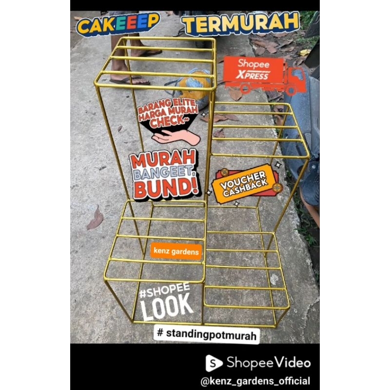 RB pot bunga besi/standing pot Kotak 4 susun/standing pot/rak bunga besi/rak bunga murah/rak pot