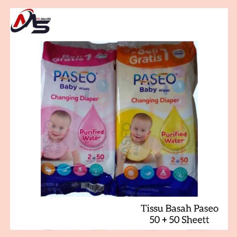 TISSUE BASAH PASSEO BABY WIPES BELI 1 GRATIS 1 50 SHEET + 50 SHEET