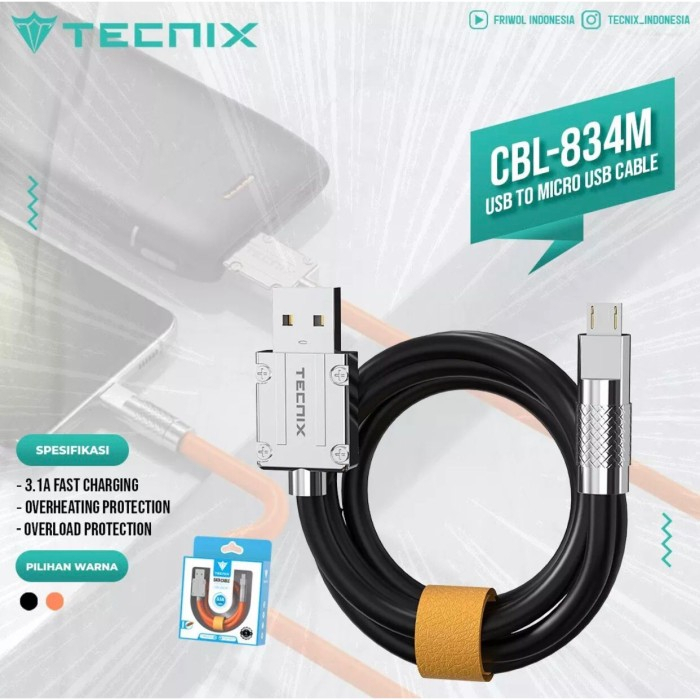 Kabel Data Micro usb TECNIX CBL-834-M Kabel Micro usb fast charge 3.1A